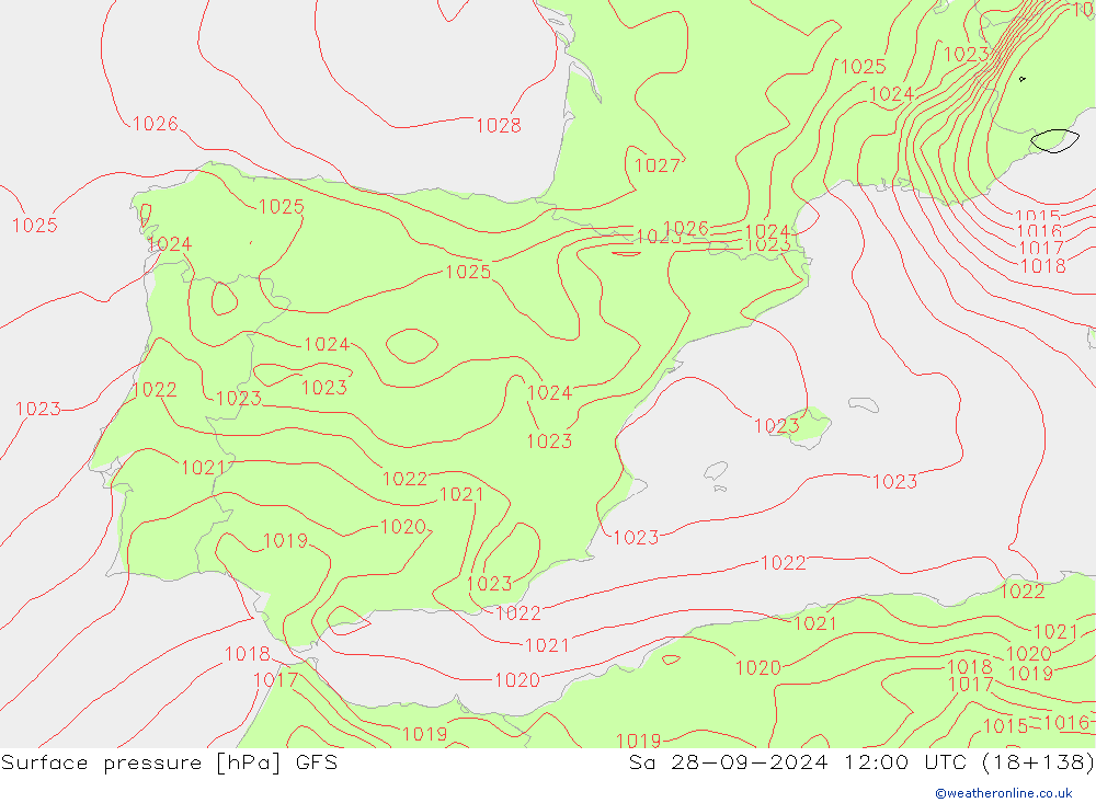 Luchtdruk (Grond) GFS za 28.09.2024 12 UTC