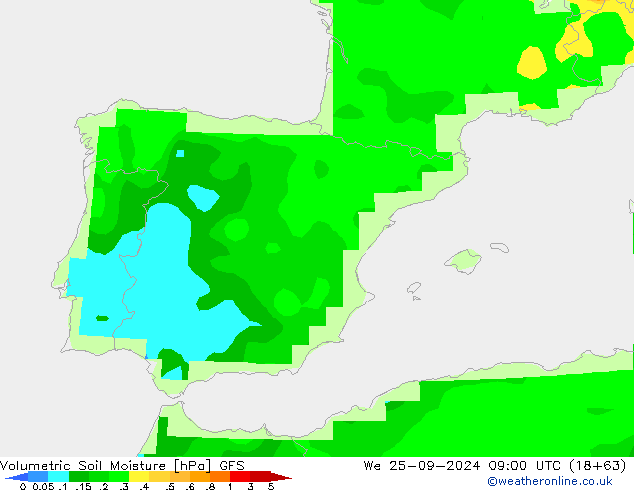 Volumetric Soil Moisture GFS We 25.09.2024 09 UTC