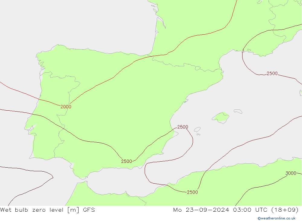 Theta-W Sıfır Seviyesi GFS Pzt 23.09.2024 03 UTC