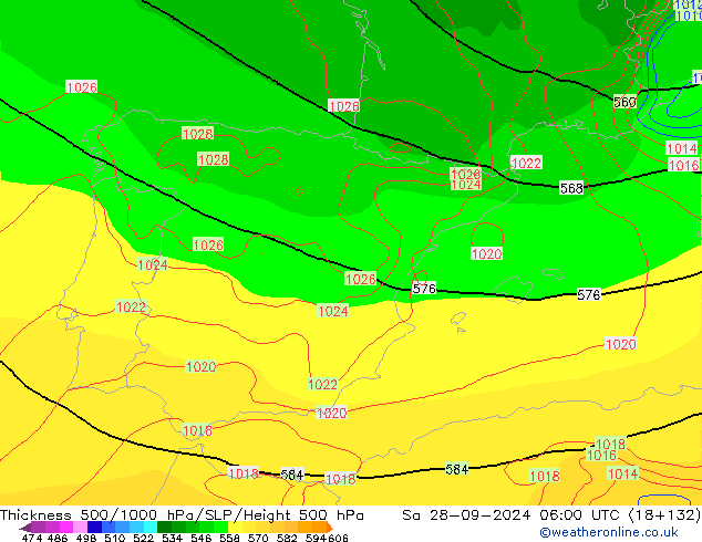 Thck 500-1000hPa GFS  28.09.2024 06 UTC