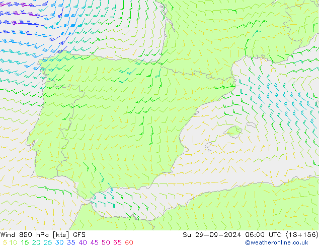 Wind 850 hPa GFS Ne 29.09.2024 06 UTC