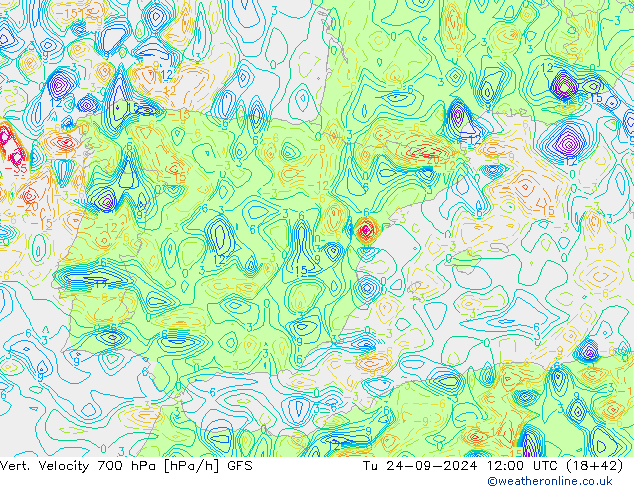 Vert. Velocity 700 hPa GFS Út 24.09.2024 12 UTC