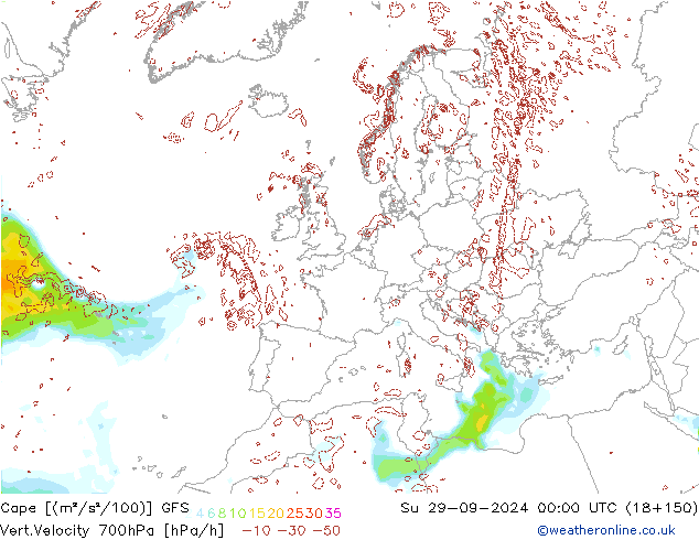 Cape GFS dim 29.09.2024 00 UTC