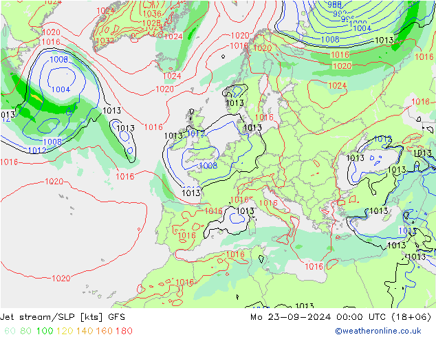 Jet stream/SLP GFS Září 2024