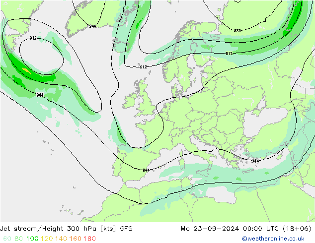 高速氣流 GFS 星期一 23.09.2024 00 UTC