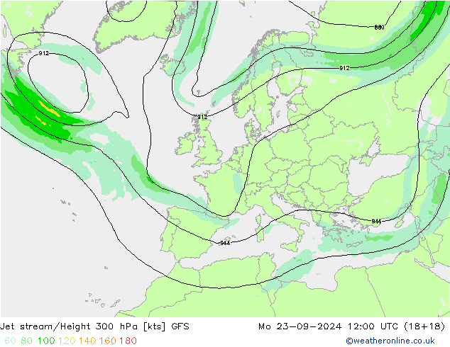 Jet stream GFS Seg 23.09.2024 12 UTC