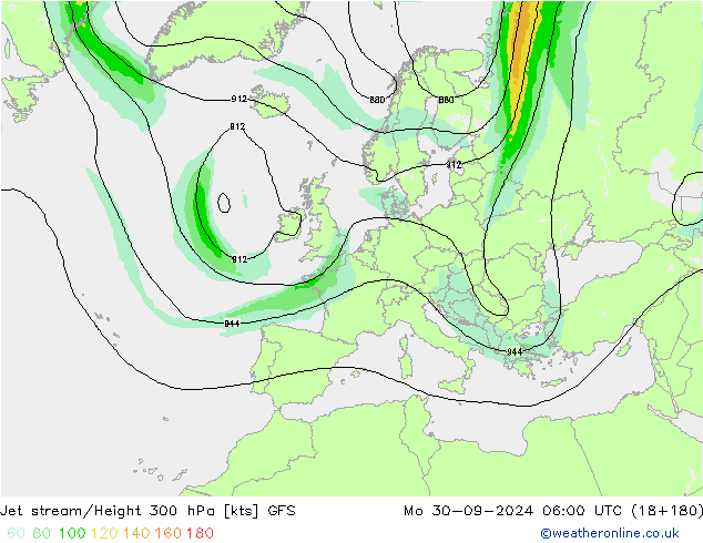 Jet stream/Height 300 hPa GFS September 2024