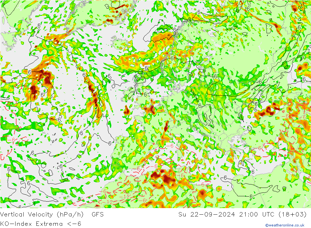 Convection-Index GFS Dom 22.09.2024 21 UTC