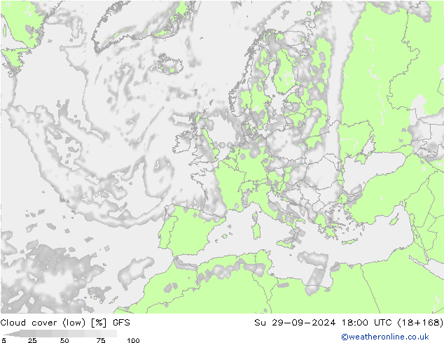 Wolken (tief) GFS So 29.09.2024 18 UTC