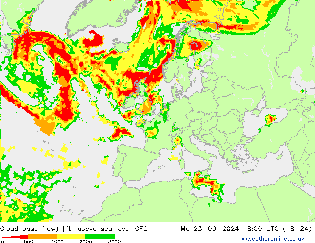 Cloud base (low) GFS  23.09.2024 18 UTC