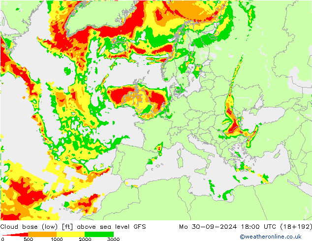 Alçak Bulut Alt Sınırı GFS Pzt 30.09.2024 18 UTC