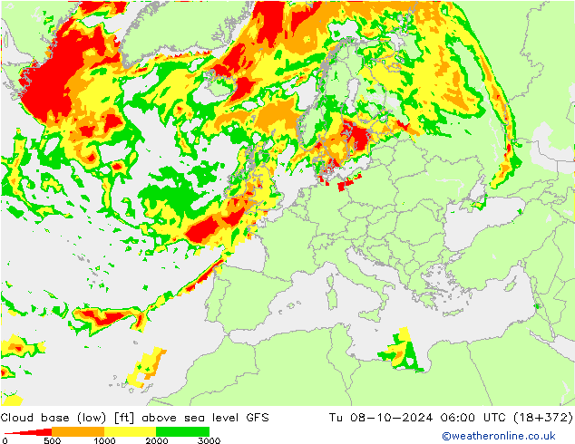 Cloud base (low) GFS  08.10.2024 06 UTC