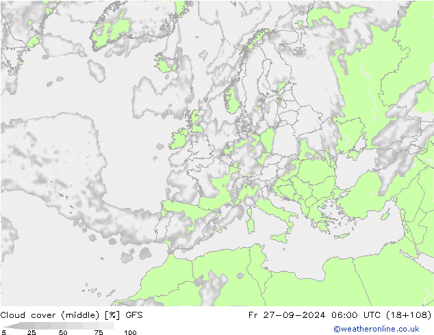 oblačnosti uprostřed GFS Pá 27.09.2024 06 UTC