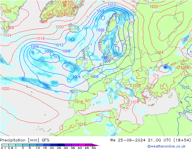 Precipitation GFS We 25.09.2024 00 UTC