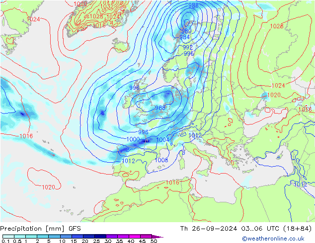 Precipitation GFS Th 26.09.2024 06 UTC