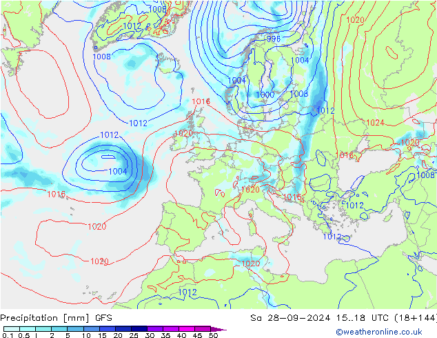 Niederschlag GFS Sa 28.09.2024 18 UTC