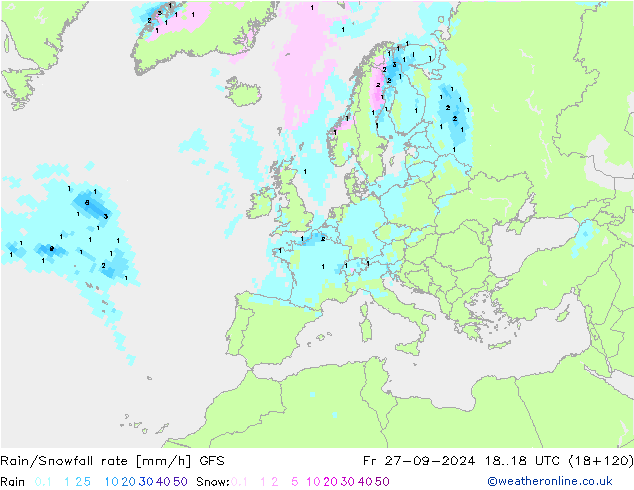 Regen/Sneeuwval GFS vr 27.09.2024 18 UTC