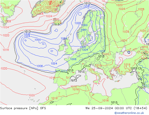 GFS: śro. 25.09.2024 00 UTC