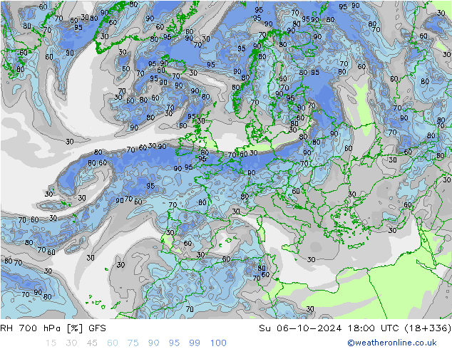 RH 700 hPa GFS Ne 06.10.2024 18 UTC