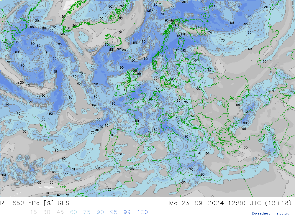 RH 850 hPa GFS Seg 23.09.2024 12 UTC