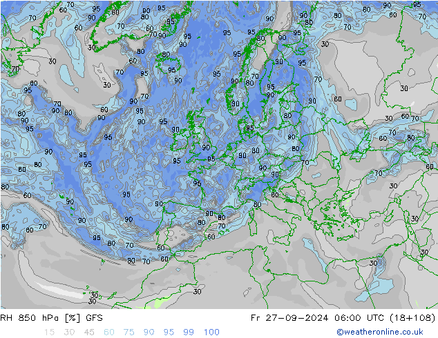 RH 850 hPa GFS Sex 27.09.2024 06 UTC