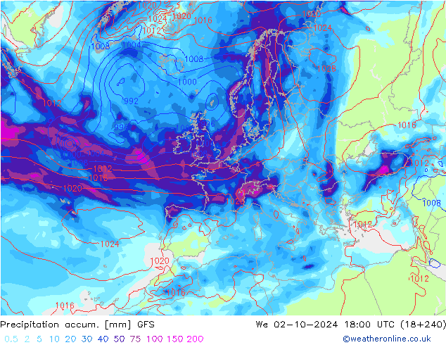 Nied. akkumuliert GFS Mi 02.10.2024 18 UTC