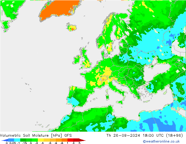 Volumetric Soil Moisture GFS Čt 26.09.2024 18 UTC