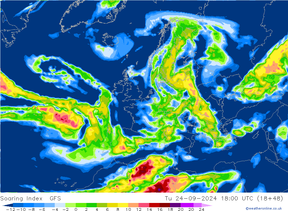 Soaring Index GFS Tu 24.09.2024 18 UTC