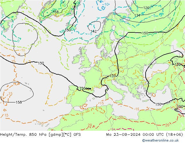 Height/Temp. 850 hPa GFS Mo 23.09.2024 00 UTC