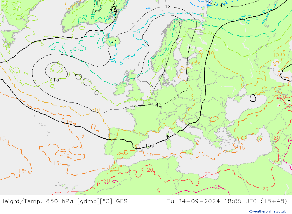 Z500/Rain (+SLP)/Z850 GFS Di 24.09.2024 18 UTC