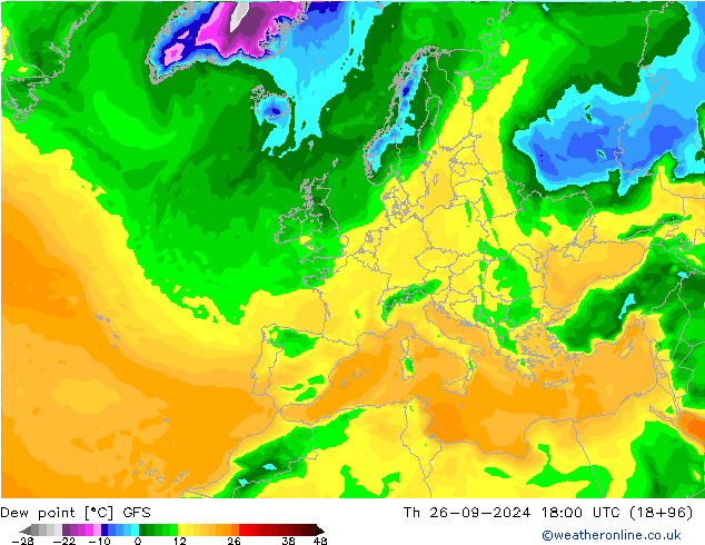 Punto de rocío GFS jue 26.09.2024 18 UTC