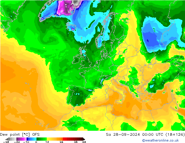 Dauwpunt GFS za 28.09.2024 00 UTC