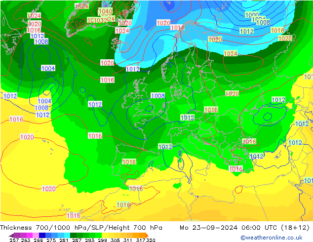 Thck 700-1000 hPa GFS Seg 23.09.2024 06 UTC