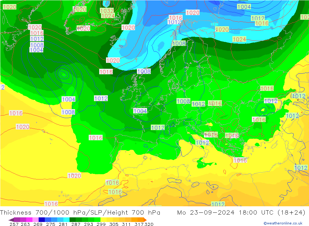 Thck 700-1000 hPa GFS Seg 23.09.2024 18 UTC