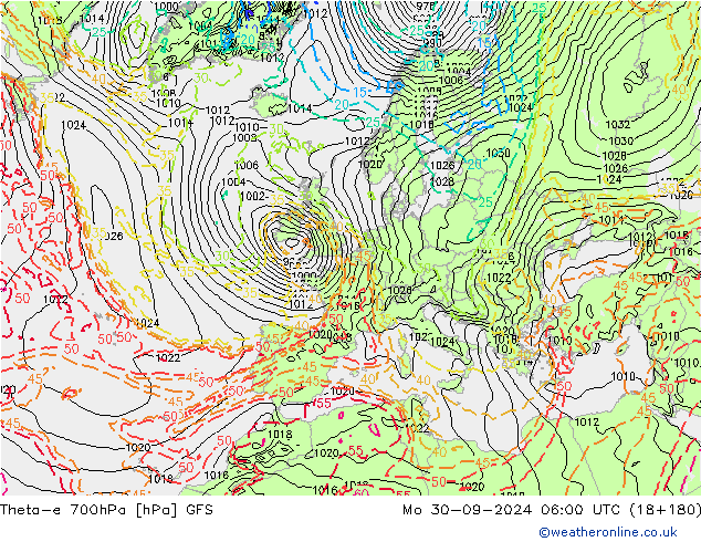 Theta-e 700hPa GFS September 2024