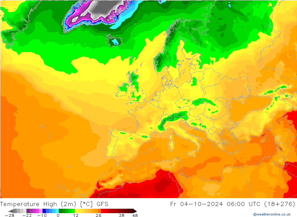 Maksimum Değer (2m) GFS Cu 04.10.2024 06 UTC