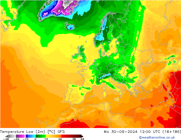 Temperature Low (2m) GFS September 2024