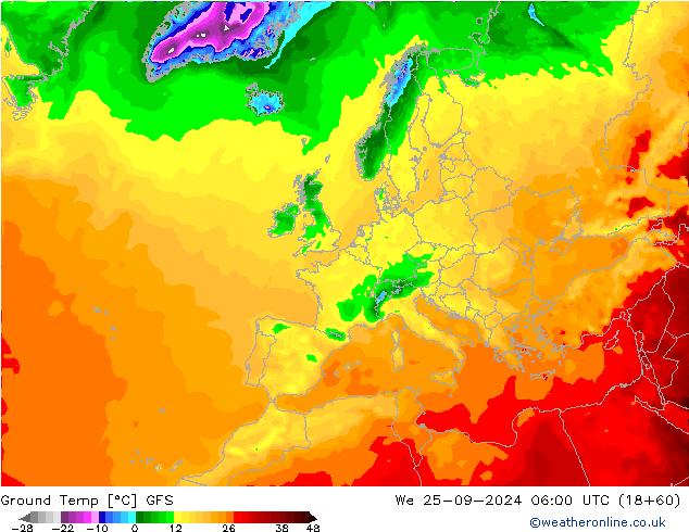 Bodentemperatur GFS Mi 25.09.2024 06 UTC