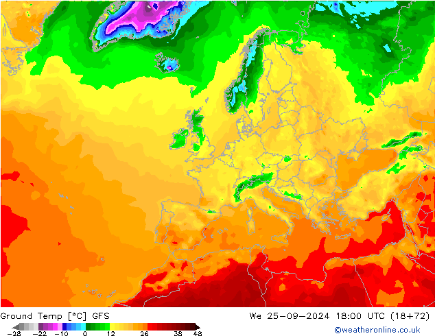 Temp GFS mer 25.09.2024 18 UTC