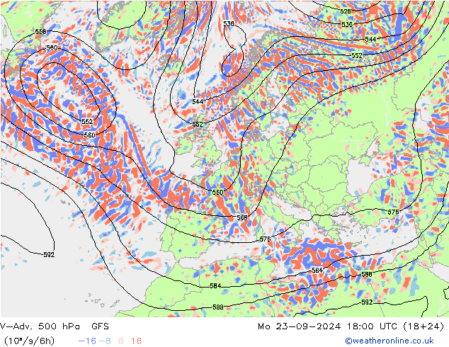 V-Adv. 500 hPa GFS Pzt 23.09.2024 18 UTC