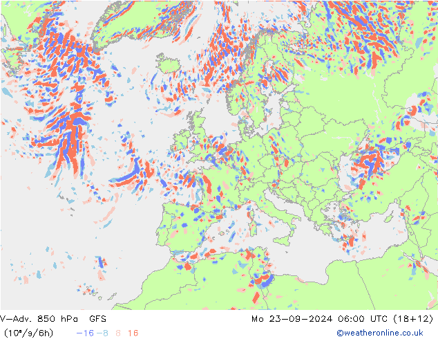 V-Adv. 850 hPa GFS Mo 23.09.2024 06 UTC