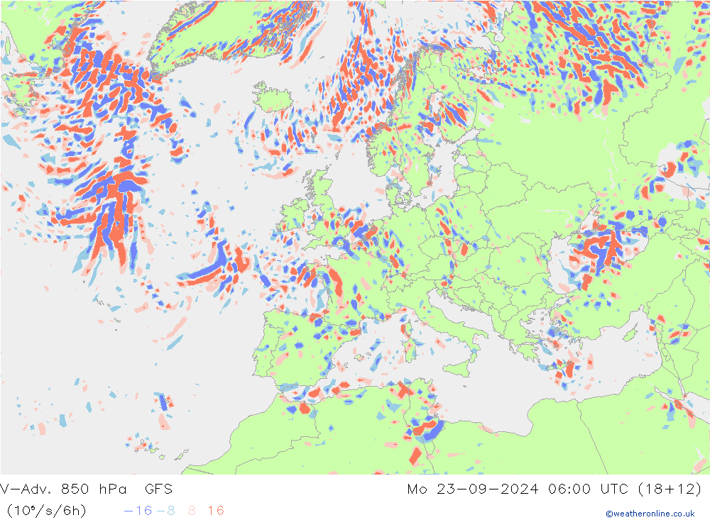 V-Adv. 850 hPa GFS Seg 23.09.2024 06 UTC