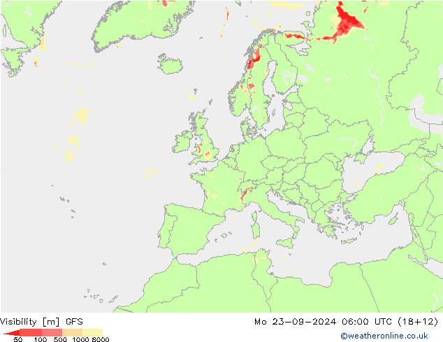 Dohlednost GFS Po 23.09.2024 06 UTC