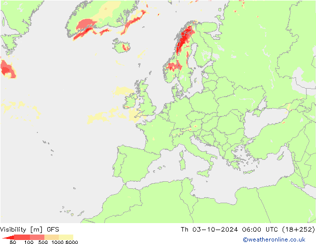 Dohlednost GFS Čt 03.10.2024 06 UTC