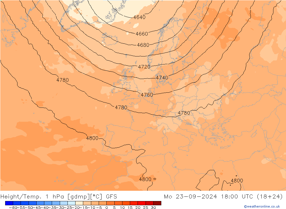 Hoogte/Temp. 1 hPa GFS ma 23.09.2024 18 UTC