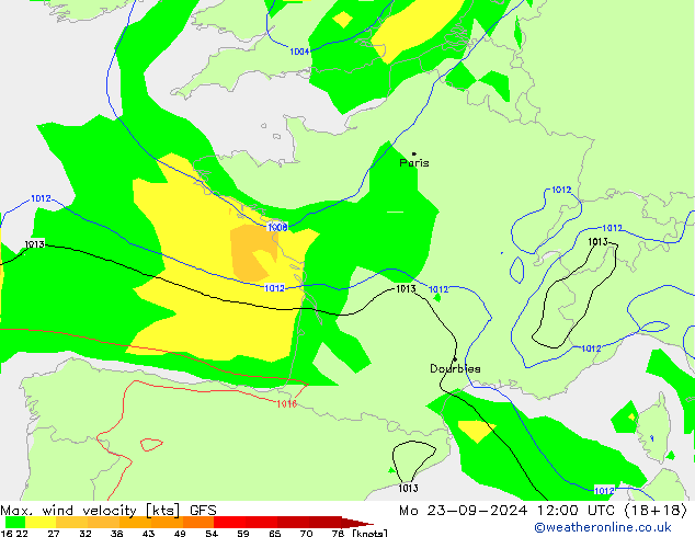 Max. wind velocity GFS Seg 23.09.2024 12 UTC