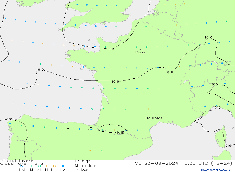 Cloud layer GFS  23.09.2024 18 UTC