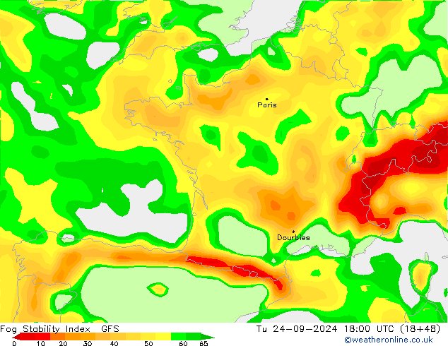 Fog Stability Index GFS di 24.09.2024 18 UTC