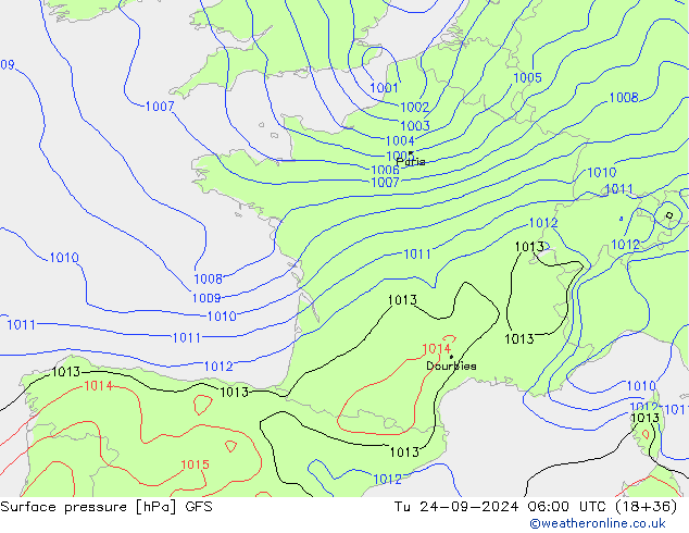 Surface pressure GFS Tu 24.09.2024 06 UTC