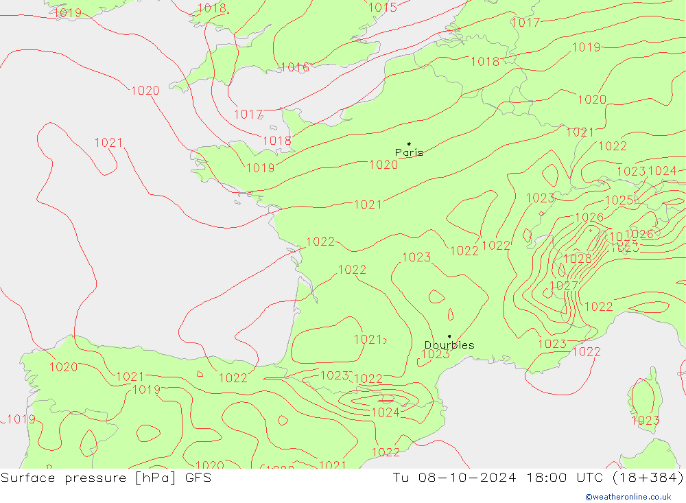 GFS: Di 08.10.2024 18 UTC